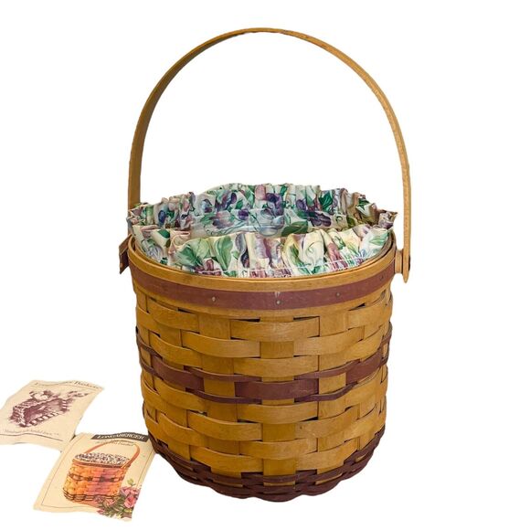 Longaberger 1996 May Series SWEET PEA BASKET + LINER & PROTECTOR Made USA 9" - Picture 5 of 8